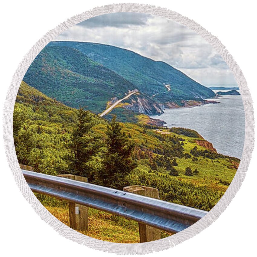 Cabot Trail Round Beach Towel featuring the photograph Cabot Trail by Tatiana Travelways