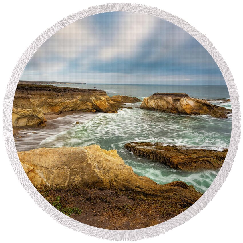 Seascape Round Beach Towel featuring the photograph California Seascape by Mimi Ditchie