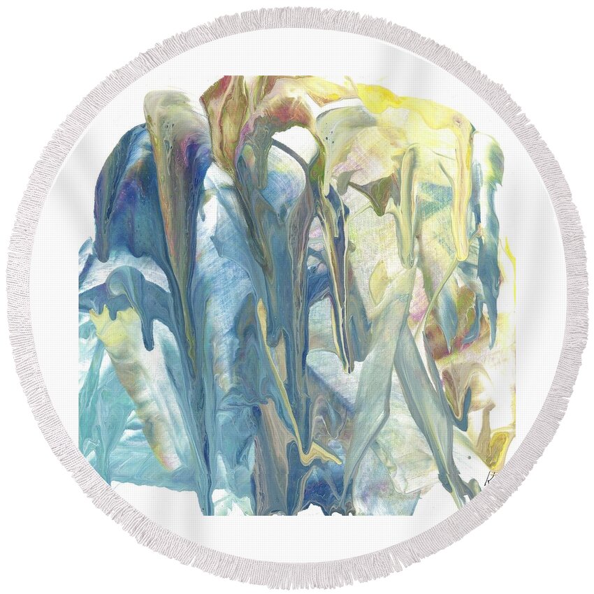 Flowers Round Beach Towel featuring the painting Calla Lilies by Katy Bishop