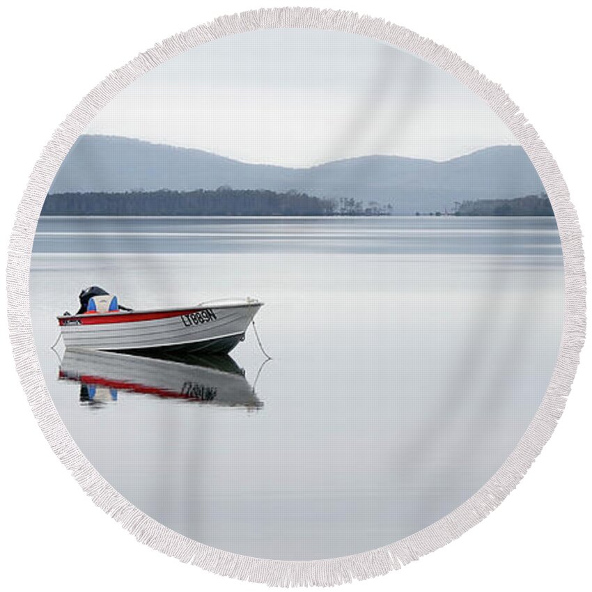 Wallis Lakes Forster Round Beach Towel featuring the digital art Calm Wallis Lakes Forster 01 by Kevin Chippindall
