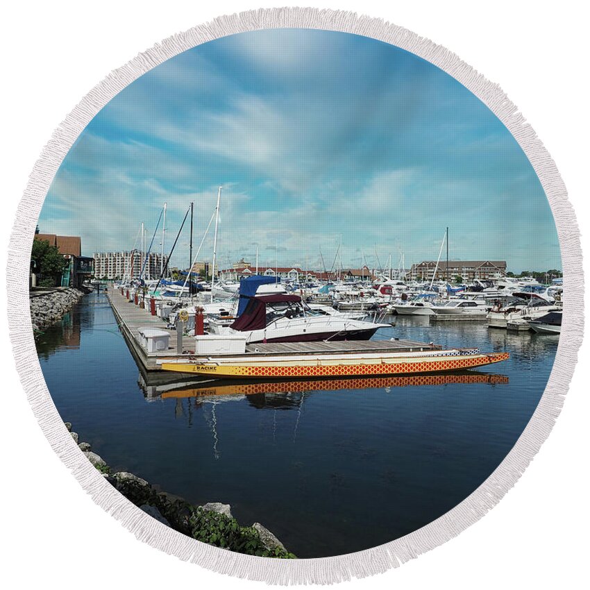 Blue Round Beach Towel featuring the photograph Calm Waters by Scott Olsen