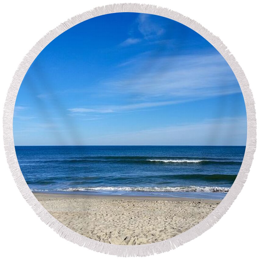 Kure Beach Round Beach Towel featuring the photograph Calming Ocean View by Rick Nelson