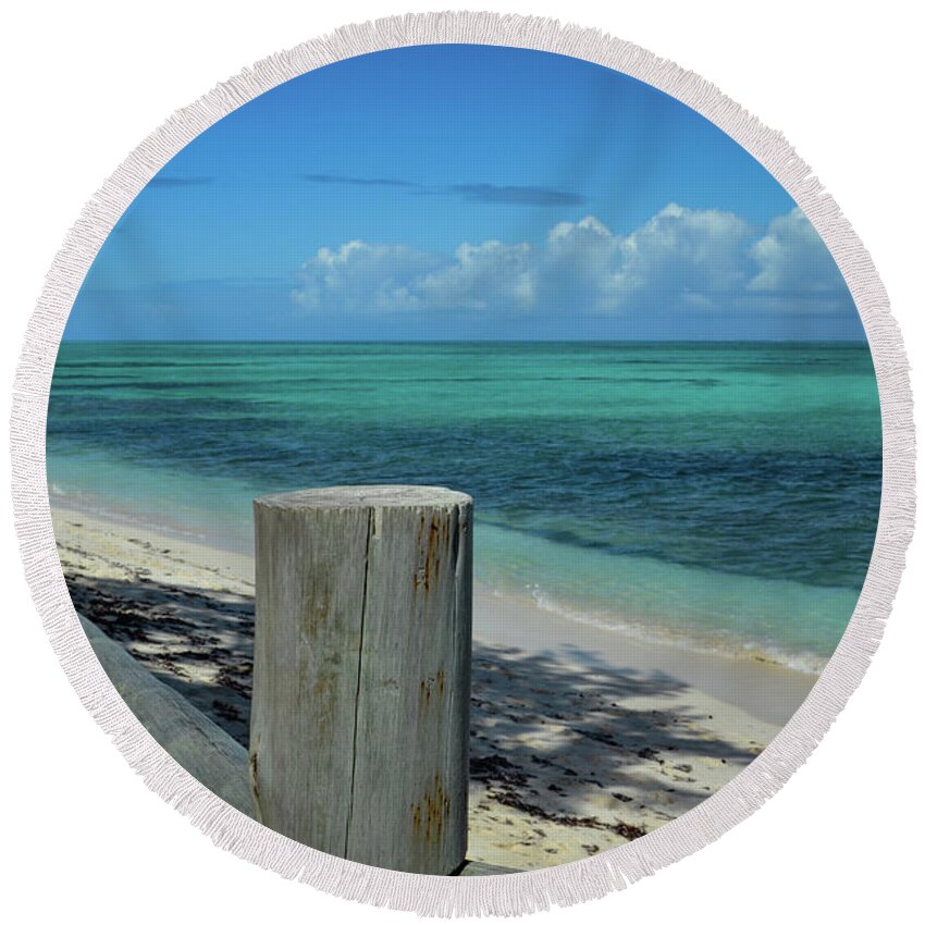 Tropical Round Beach Towel featuring the photograph Calming Waters by Judy Wolinsky