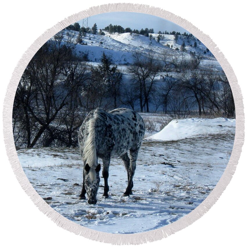 Horse Round Beach Towel featuring the photograph Camouflage by Katie Keenan