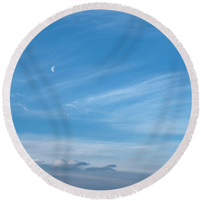 Sky Round Beach Towel featuring the photograph Canadian winter morning sky by Karen Rispin
