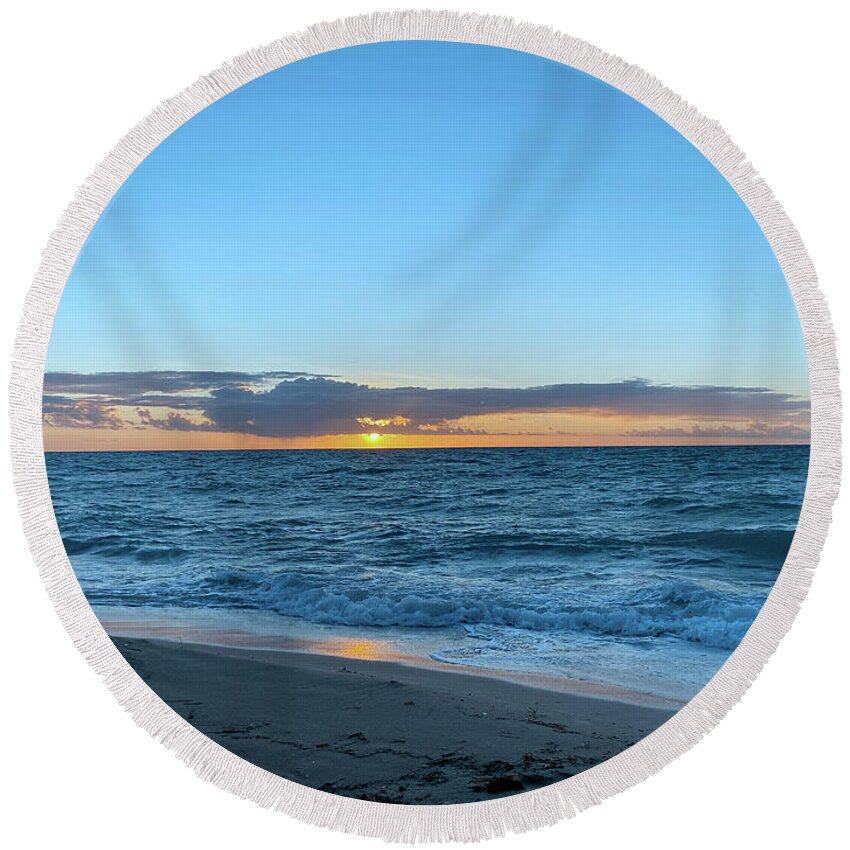 Cancun Round Beach Towel featuring the photograph Cancun Sunset on the Beach A by Shelly Tschupp