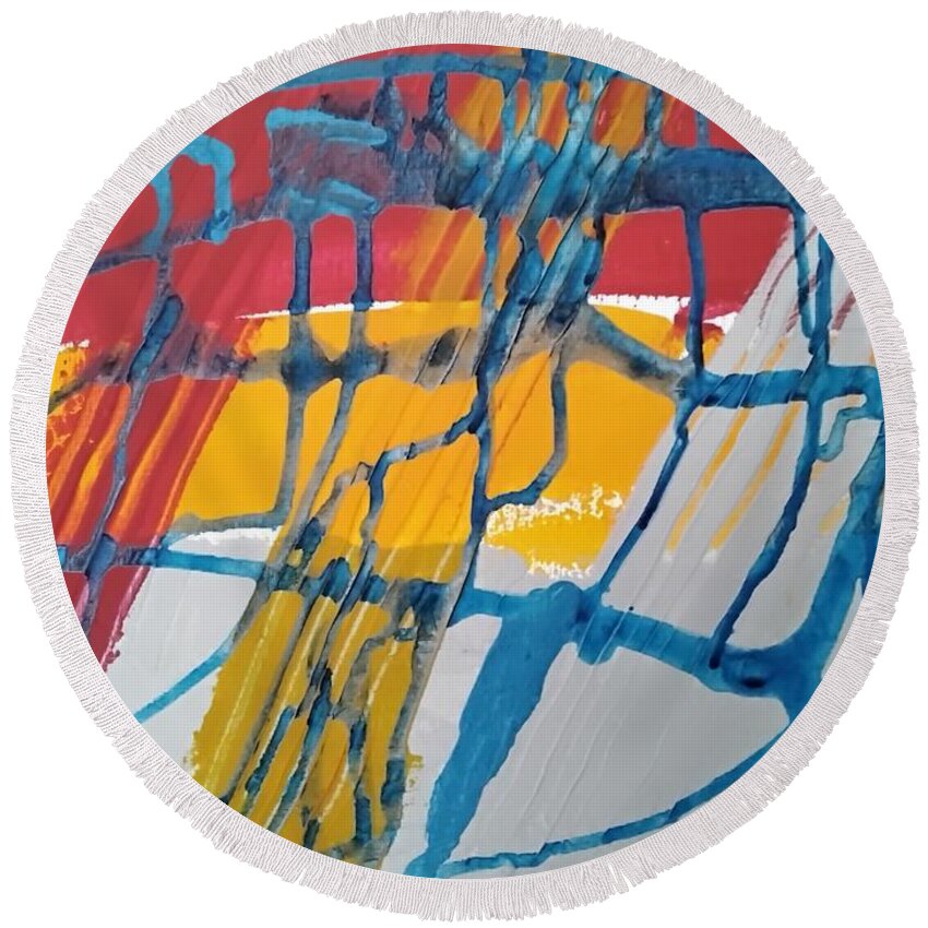  Round Beach Towel featuring the painting Caos103 by Giuseppe Monti