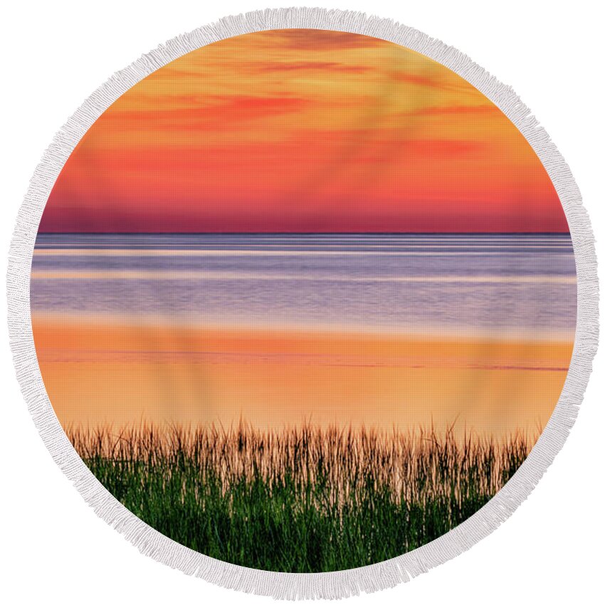 Cape Cod Round Beach Towel featuring the photograph Cape Sunset Layers by C Renee Martin