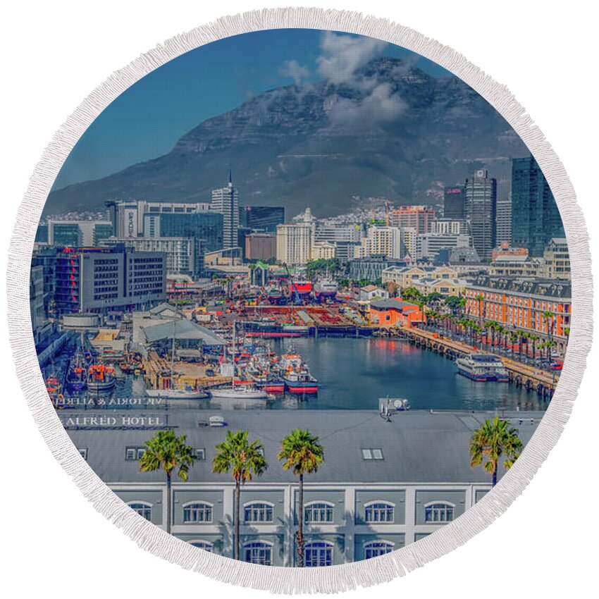Cape Town Round Beach Towel featuring the photograph Capetown City View by Marcy Wielfaert