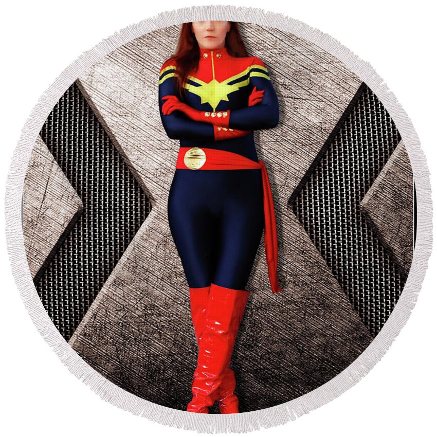 Captain Round Beach Towel featuring the photograph Captain Marvel At Rest by Jon Volden