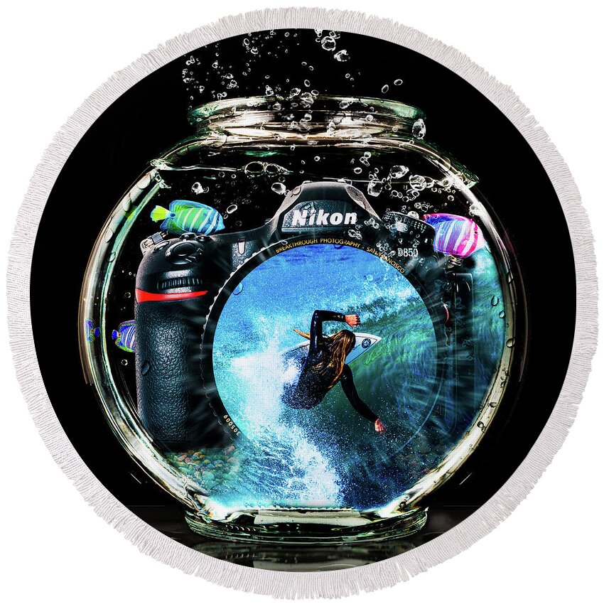 Breakthrough Photography Round Beach Towel featuring the photograph Captured and Preserved in Camera and Fishbowl by David Levin