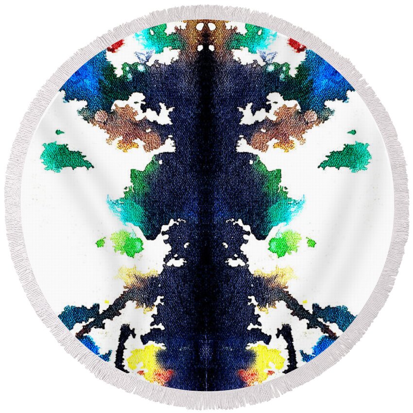 Ink Blot Round Beach Towel featuring the painting Caring Celebration by Stephenie Zagorski