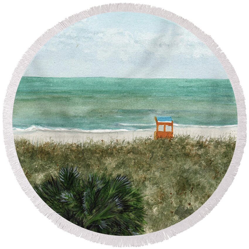Beach Round Beach Towel featuring the painting Carolina Beach Afternoon by Heather E Harman