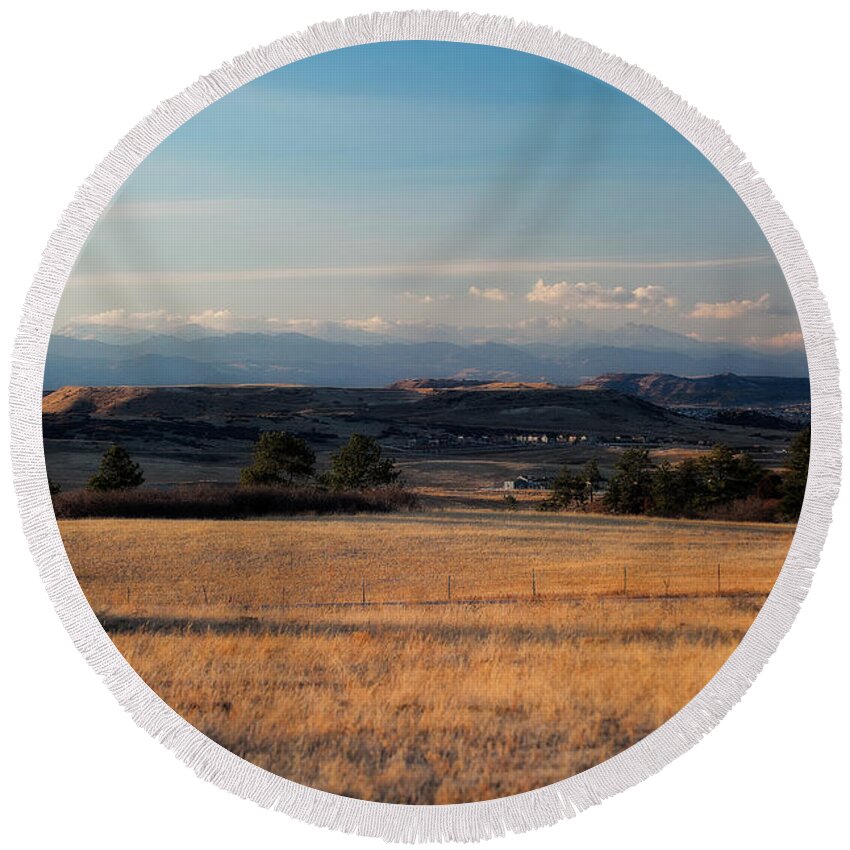 Co Round Beach Towel featuring the photograph Castle Rock, CO by Doug Wittrock