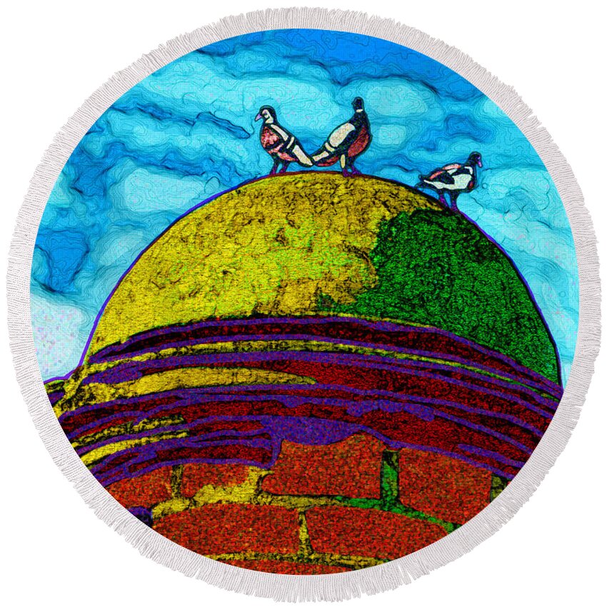 Saint Augustine Round Beach Towel featuring the digital art Castle Top by Rod Whyte