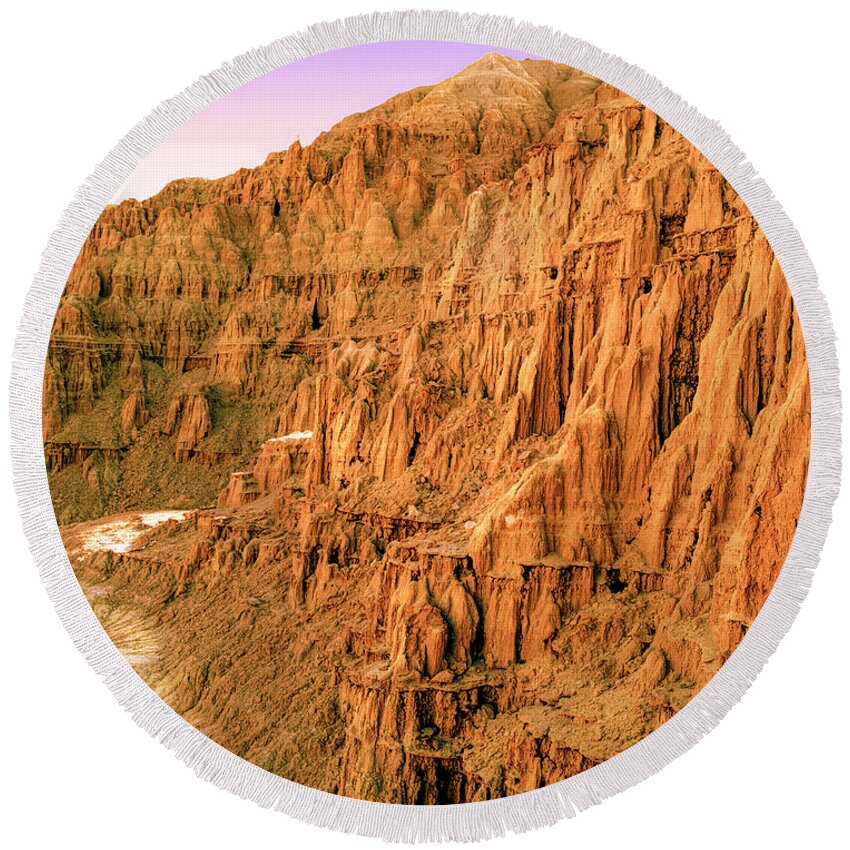 Canyon Round Beach Towel featuring the photograph Cathedral Gorge trail by Randy Bradley