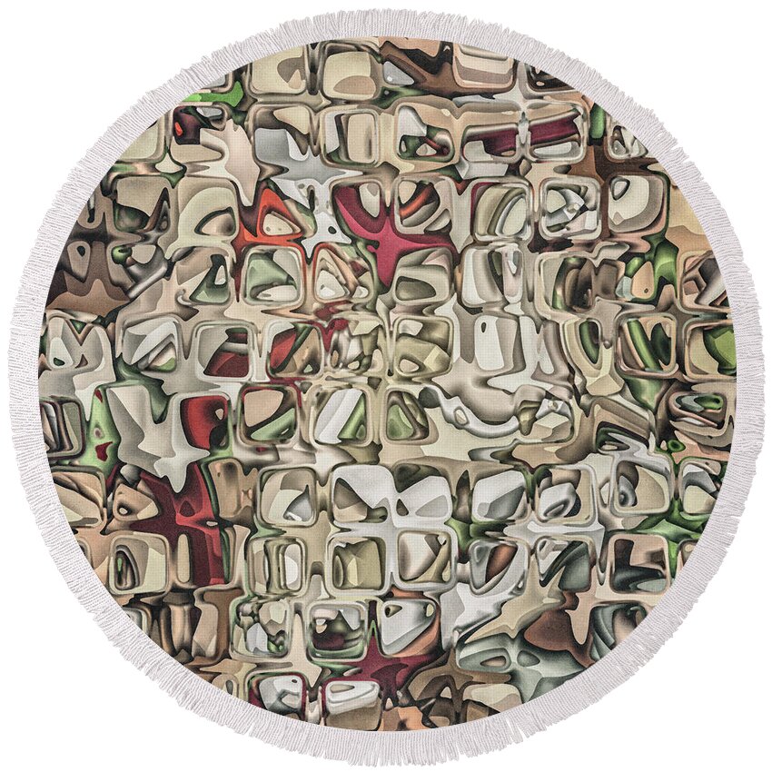 Earth Tones Round Beach Towel featuring the digital art Chaos and Texture by Phil Perkins