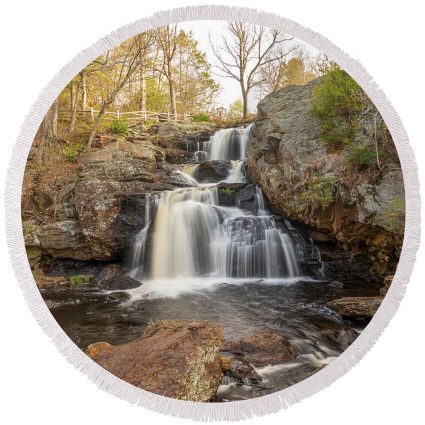 Spring Round Beach Towel featuring the photograph Chapman Falls in mid spring with early light by Kyle Lee
