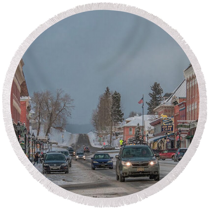 Colorado Round Beach Towel featuring the photograph Charming Leadville, Colorado by Marcy Wielfaert