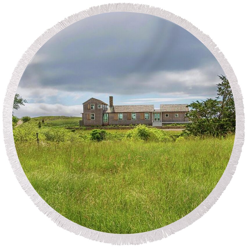Architecture Round Beach Towel featuring the photograph Chatham Homestead by Marisa Geraghty Photography