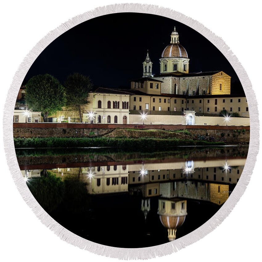 Arno Round Beach Towel featuring the photograph Chiesa di San Frediano in Cestello by Alexey Stiop
