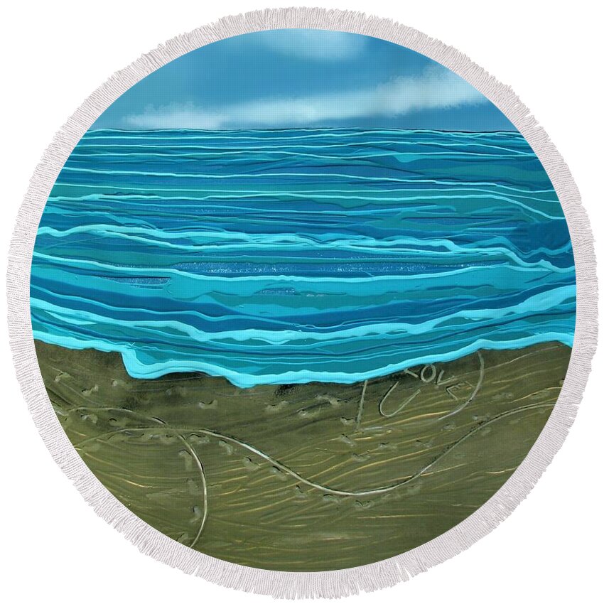 Beach View Round Beach Towel featuring the painting Childs Play by Joan Stratton