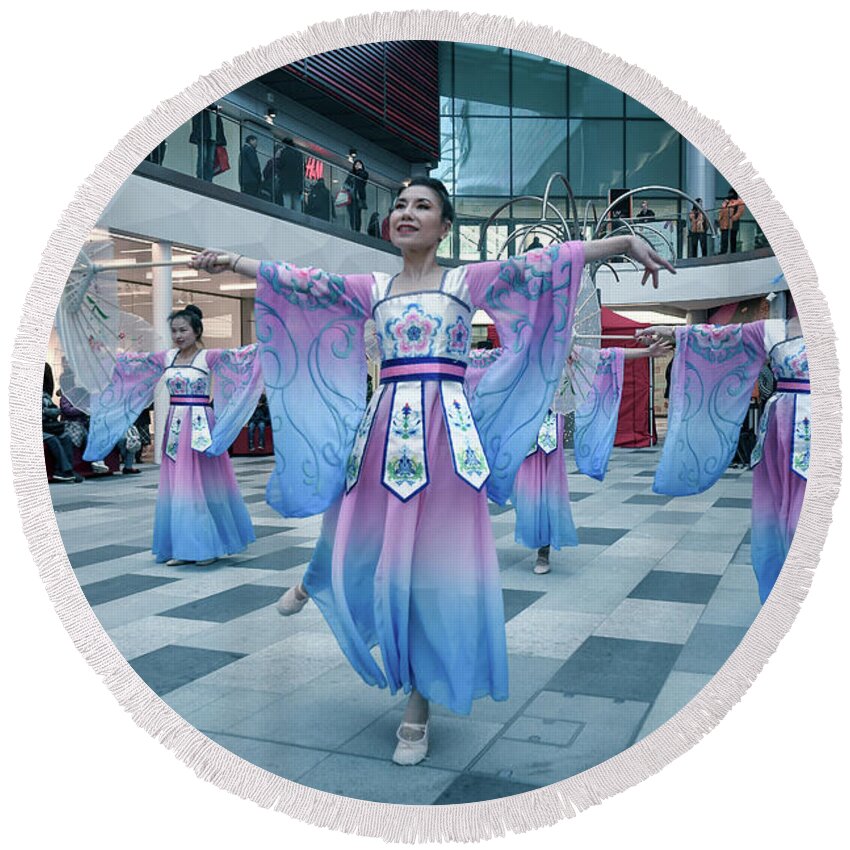 Dance Round Beach Towel featuring the photograph Chinese New Year Dance by Andrew Lalchan