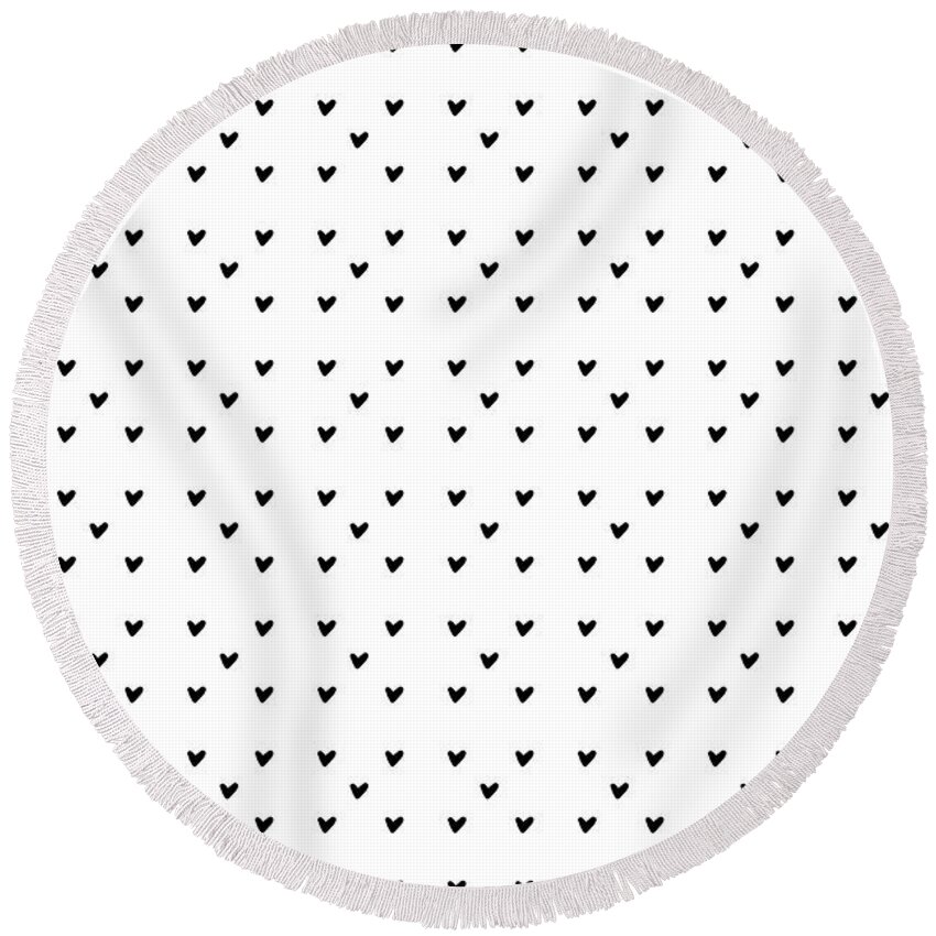 Hearts Round Beach Towel featuring the digital art Chocolate Chip Hearts by Ashley Rice