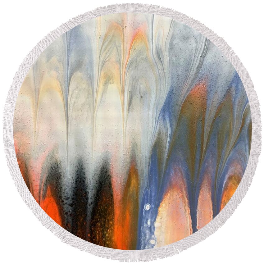 Abstract Round Beach Towel featuring the painting Choir Sings by Soraya Silvestri