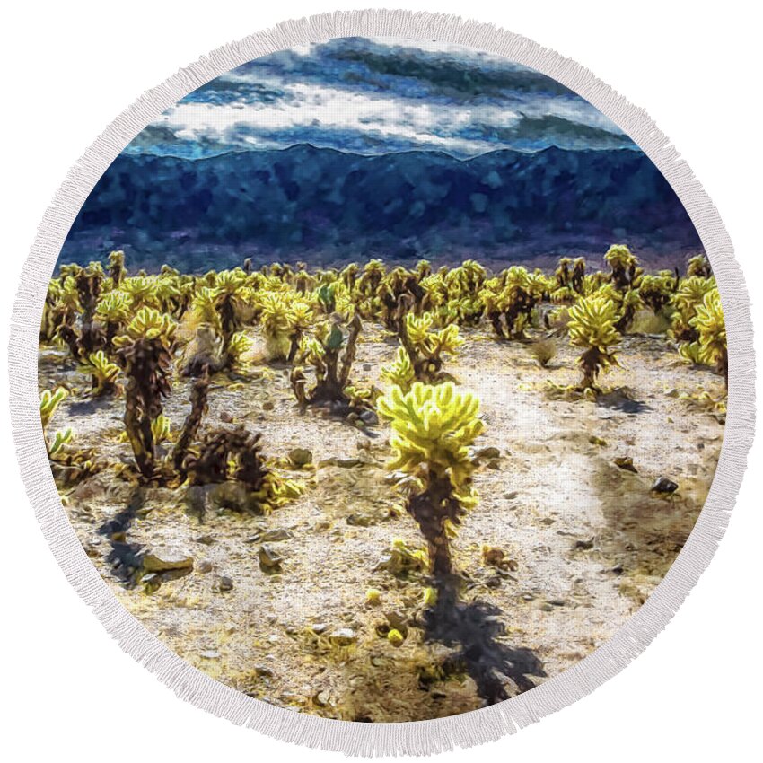 Cactus Round Beach Towel featuring the photograph Cholla Afternoon by Stefan H Unger