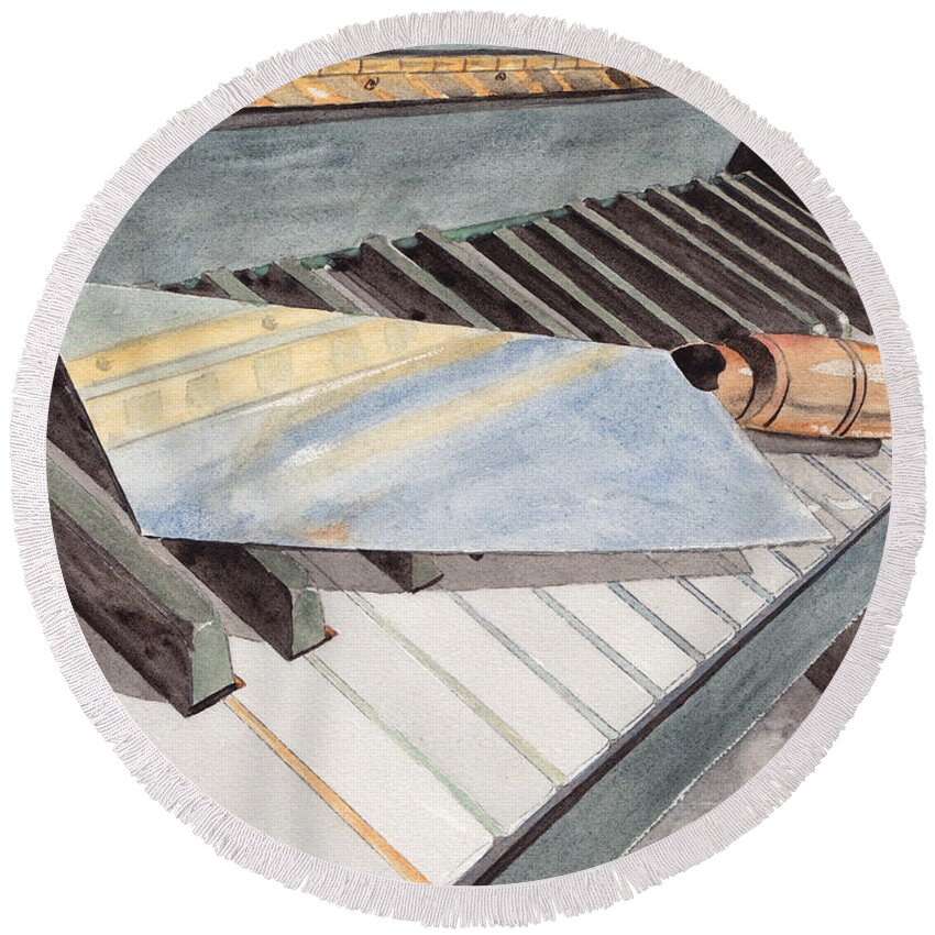 Piano Round Beach Towel featuring the painting Chopstix by Ken Powers