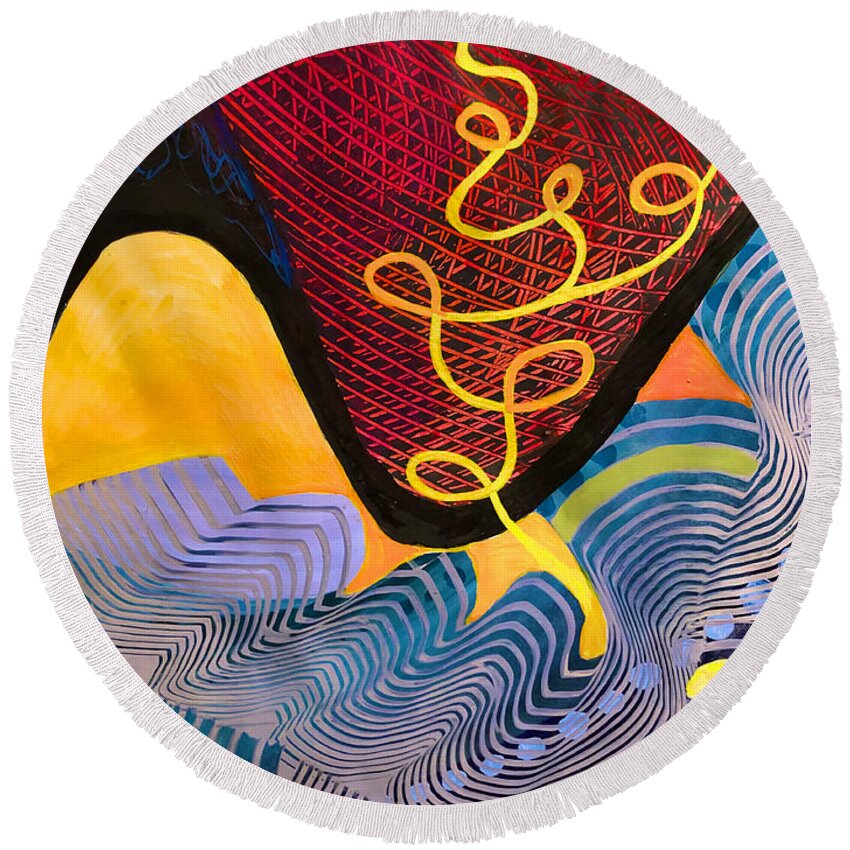  Round Beach Towel featuring the painting Christ Will Command the Wave by Polly Castor