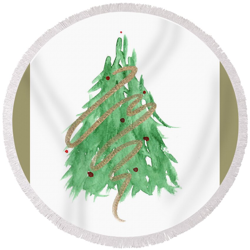  Round Beach Towel featuring the painting Christmas Card 9 by Katrina Nixon