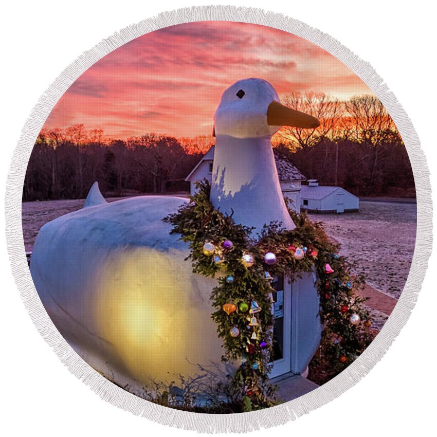 Duck Round Beach Towel featuring the photograph Christmas Duck by Sean Mills