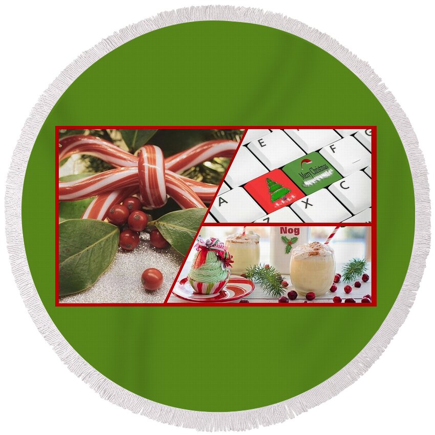 Merry Christmas Round Beach Towel featuring the photograph Christmas Sweets by Nancy Ayanna Wyatt