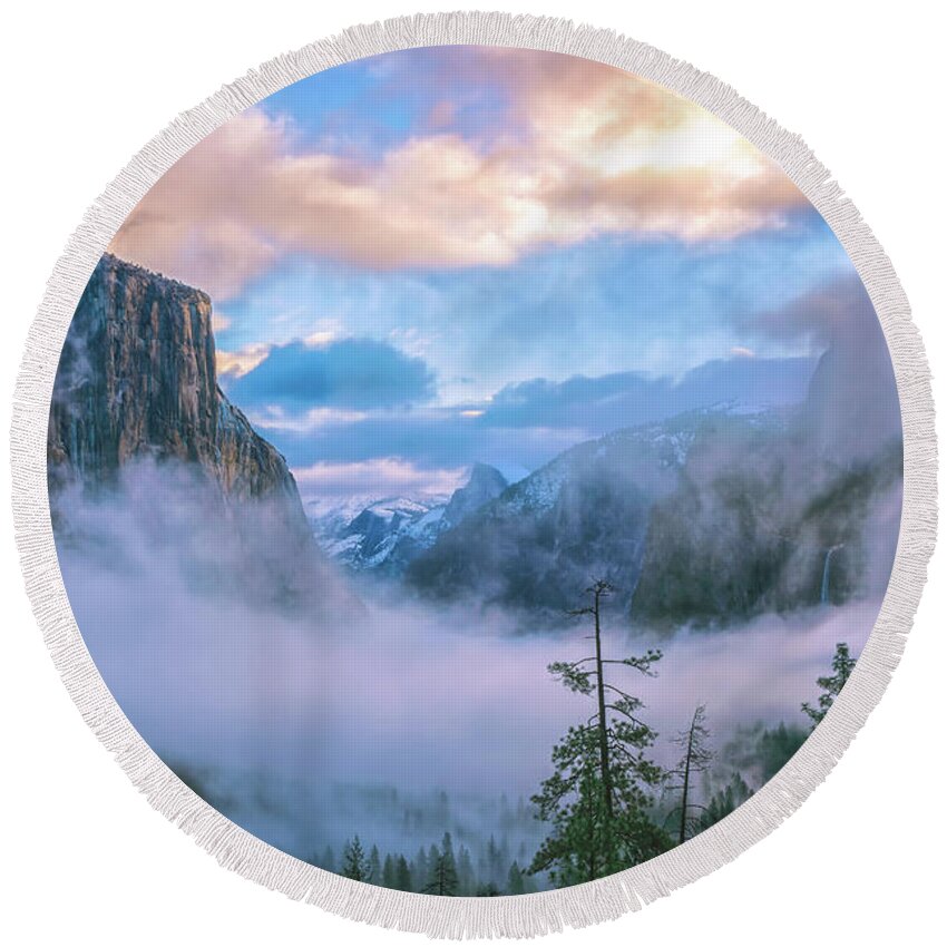 Yosemite National Park Round Beach Towel featuring the photograph Circle Of Life by Jonathan Nguyen