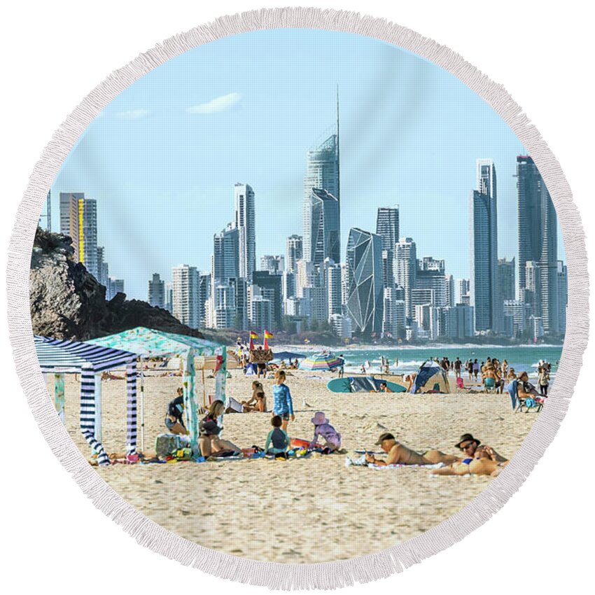 Australian Beaches Round Beach Towel featuring the photograph City Beach by Az Jackson