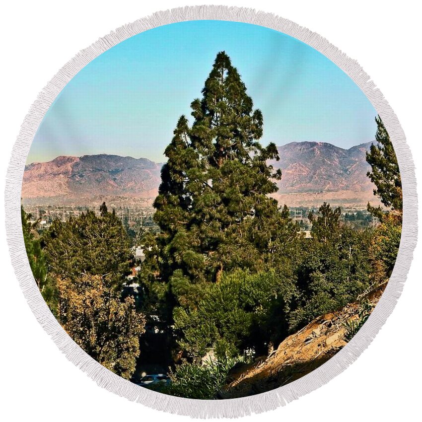 Mountains Round Beach Towel featuring the photograph Classic Mountains and Trees by Andrew Lawrence