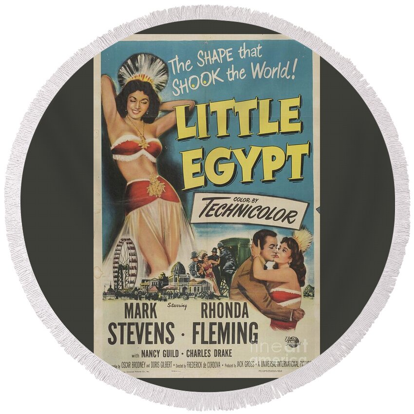 Little Round Beach Towel featuring the painting Classic Movie Poster - Little Egypt by Esoterica Art Agency