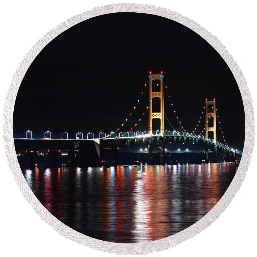 Michigan Round Beach Towel featuring the photograph Clear July Night by Keith Stokes