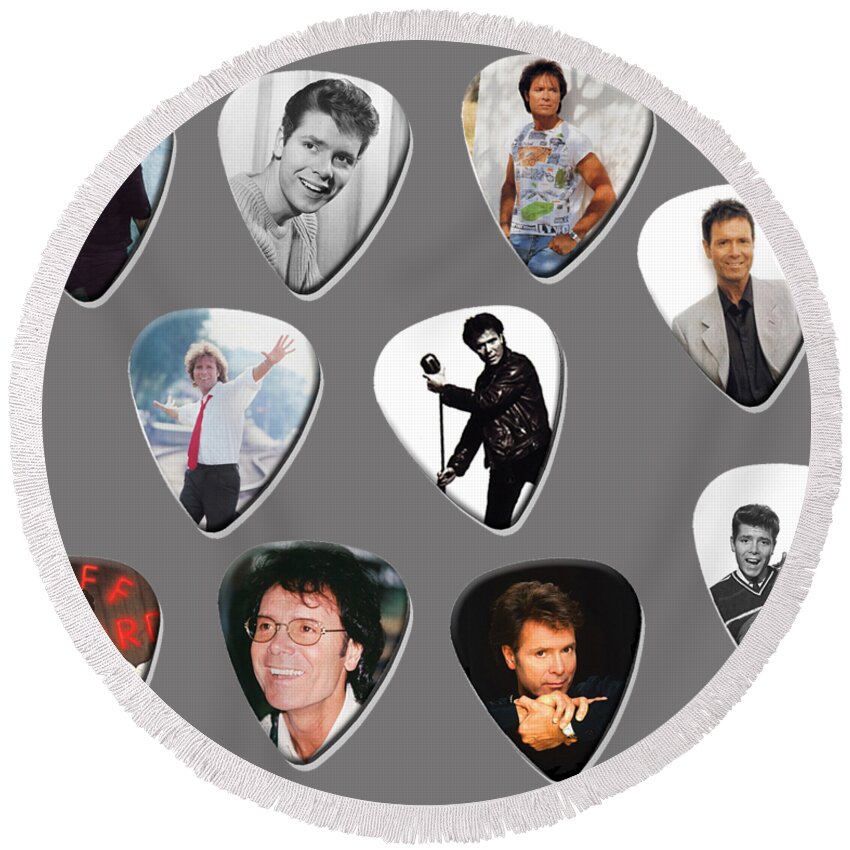 Cliff Richard Round Beach Towel featuring the digital art Cliff by Bruce Springsteen