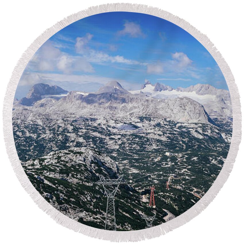 View Round Beach Towel featuring the photograph Hoher Dachstein by Vaclav Sonnek
