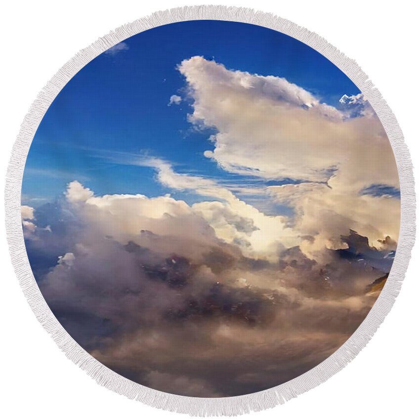 Clouds Round Beach Towel featuring the digital art Cloud Scapes - 6 by Robert Bissett