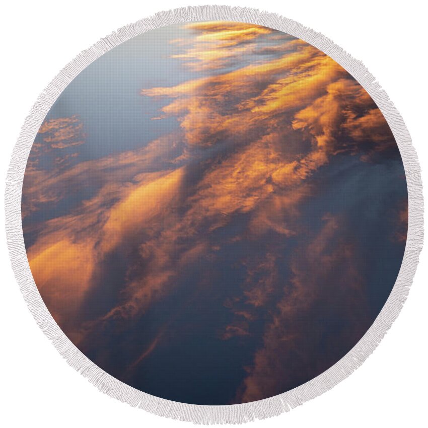 Sky Round Beach Towel featuring the photograph Clouds At Sunset by Karen Rispin