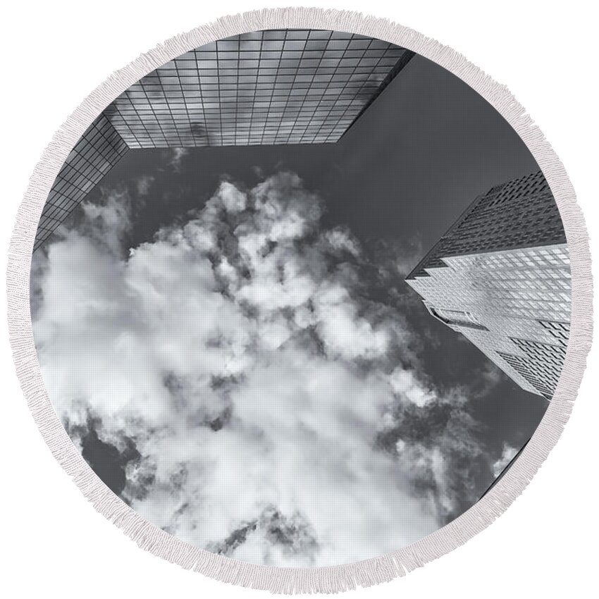 Alberta Round Beach Towel featuring the photograph Clouds Bw 2 by Jonathan Nguyen