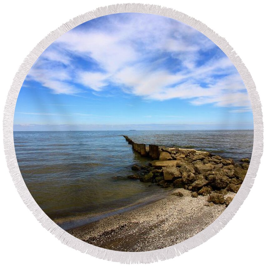Lake Erie Round Beach Towel featuring the photograph Coastal Ohio Series 1 by Mary Walchuck