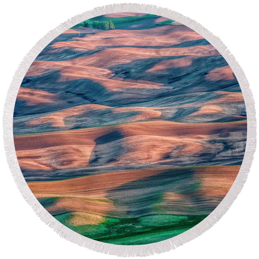 Landscape Round Beach Towel featuring the photograph Coat of Many Colors by Pamela Dunn-Parrish