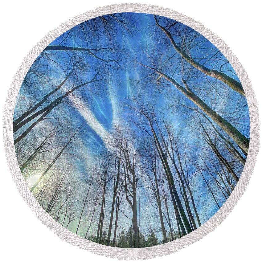Winter Round Beach Towel featuring the photograph Cold Winter Sky by Michael Frank