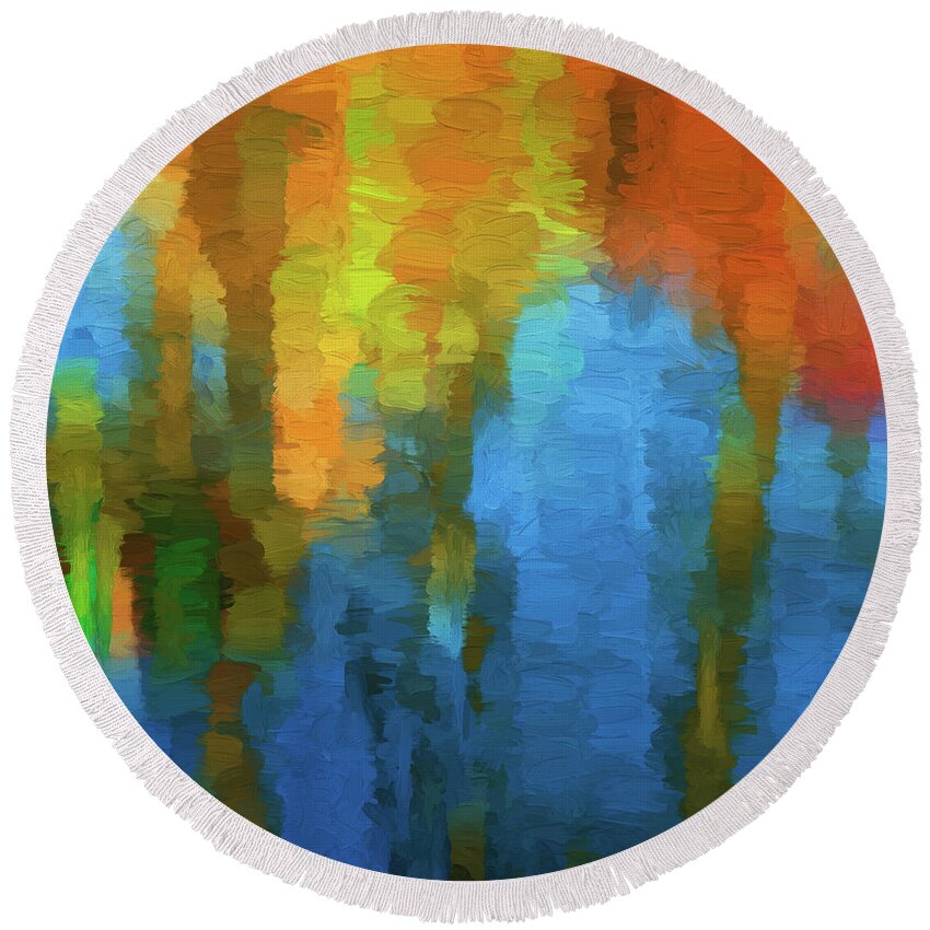 Abstract Round Beach Towel featuring the digital art Color Abstraction XXXI by David Gordon