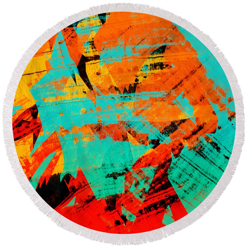Painting Round Beach Towel featuring the painting Color Splash by Bonnie Bruno